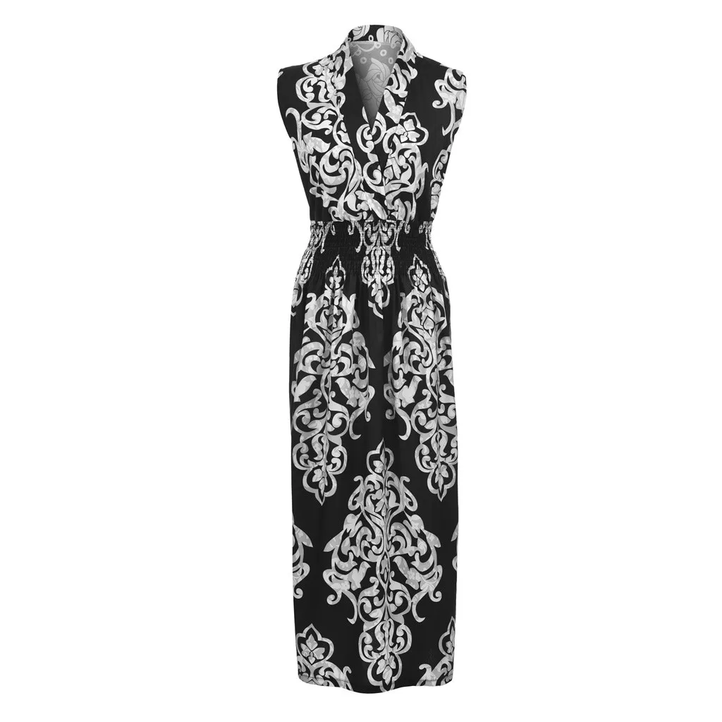 Женское модное повседневное сексуальное платье без рукавов с v-образным вырезом