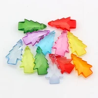 25pcs mix color acrylic transparent faceted christmas tree charm pendant for jewelry making findings 15x24mm nm382