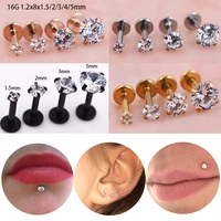 1pc 1 2x8x1 5 5mm cz gem labret lip stud rings earrings 16g ear helix lip piercing flat nose ring cartilage tragus pircing