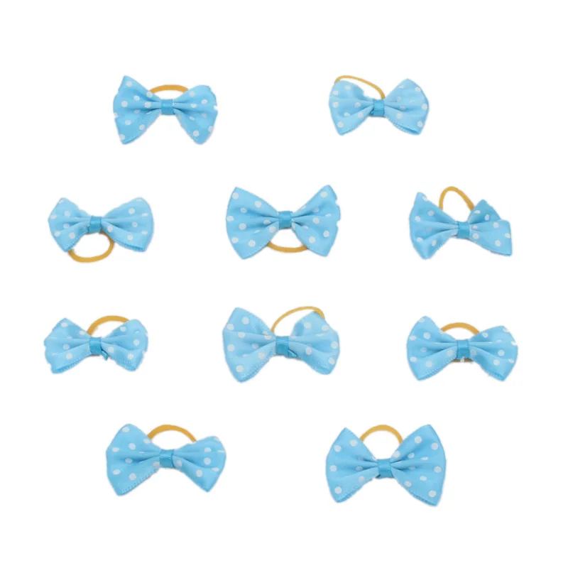 

10/20pcs Polka Dot Dogs Bows Blue Ribbon Bowknots Topknots for Long Hair Dogs Hair Accessories Grooming Products honden strikjes