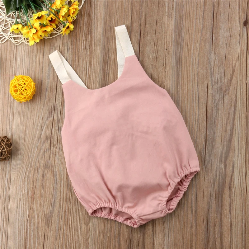 Summer Toddler Newborn Baby Girl Bodysuit Bowknot Backless Suspender Jumpsuit Sunsuit Outfit Infant Kids Clothes |