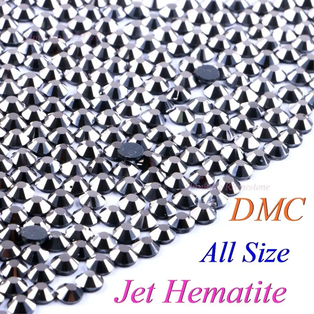 Реактивный двигатель DMC гематит SS6 SS10 SS16 SS20 SS30 Стекло кристаллы, стразы с прямой основой Стразы переводная картинка Стразы блестящая "сделай сам" с клеем