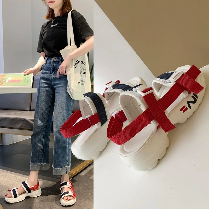 Женские босоножки на платформе сандалии с пряжкой повседневные танкетке 4 см