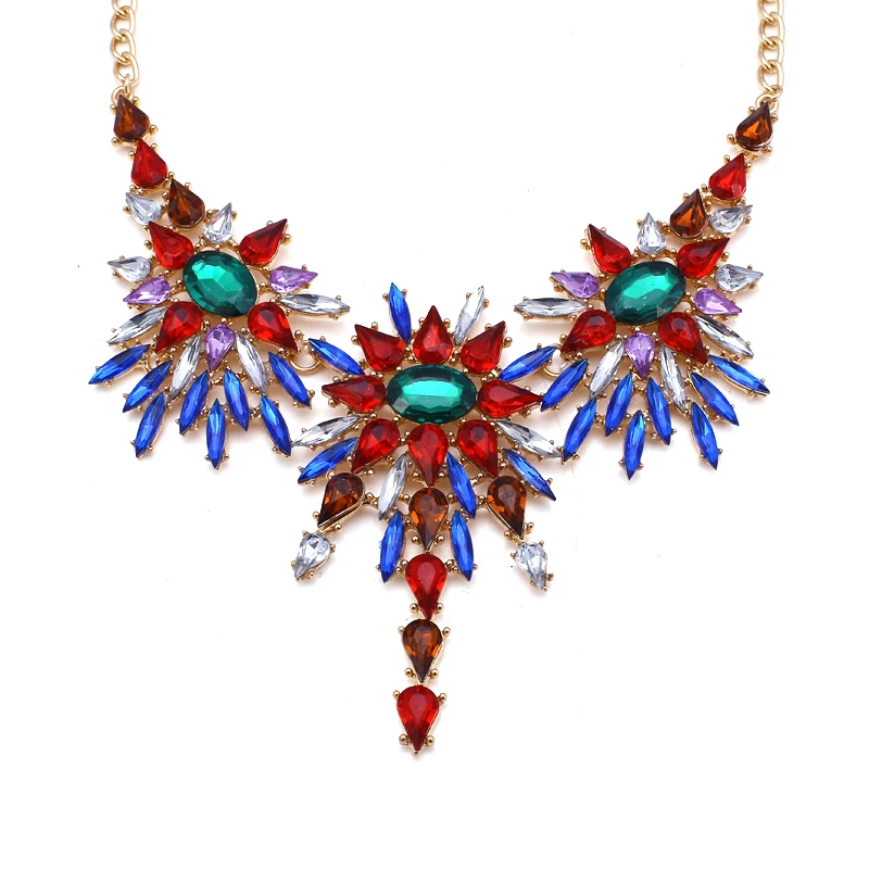 Vodeshanliwen New Luxury Brand Crystal Necklaces & Pendants Sexy Women Wedding Collar Statement Necklace Colorful Accessories | Украшения
