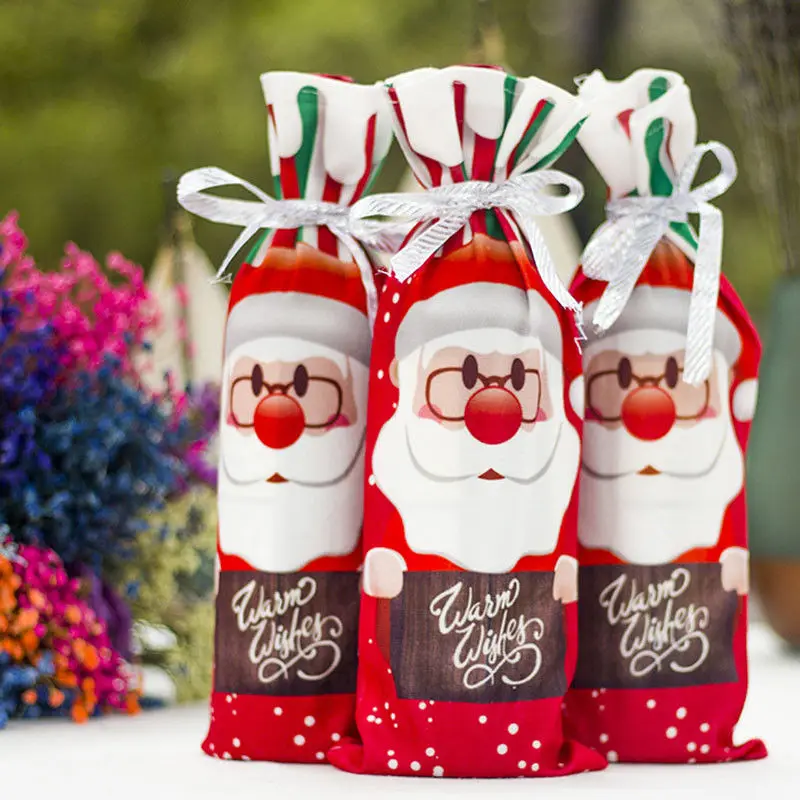 Santa Claus AU декор стола вечерние Красные Вина Рождество Санта елка крышка бутылки Сумки наборы - Цвет: Santa Claus