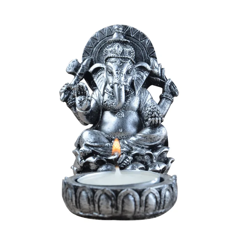 

Thai Elephant Head God Candlestick Monastery Temple Buddhist Crafts Resin Candlestick Home Decor Ganesha Mascot Decoration