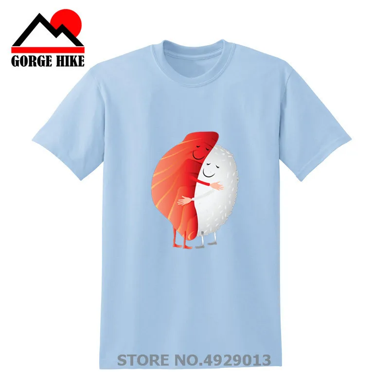 Футболка с изображением японской рыбы футболка для влюбленных суши объятия