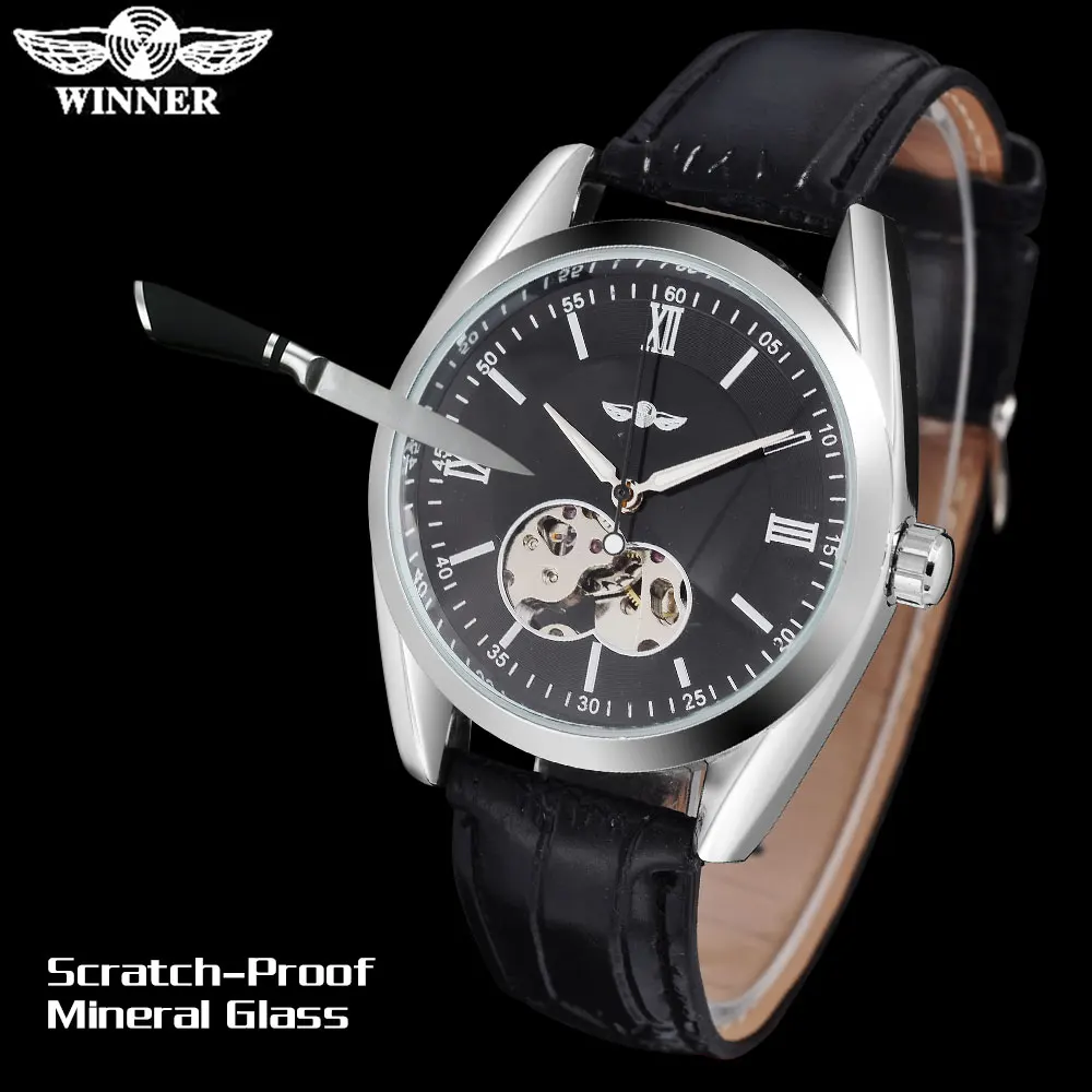 TWINNER повседневные Брендовые мужские механические часы с кожаным ремешком модные