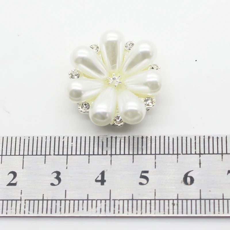 

10pcs/lot23MM Rhinestone Button Round Pearl Clothing Decoration Accessories DIY Wedding Embellishment Buckle