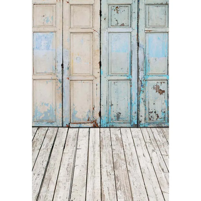 Custom vinyl cloth old wood door with floor photography backdrop for wedding children photo studio photocall portrait background |