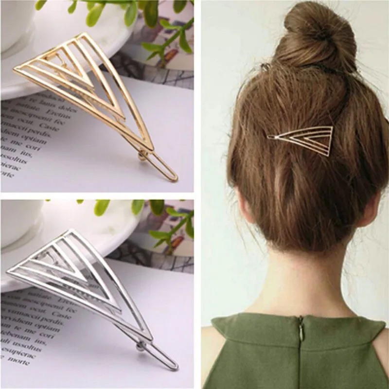 Горячая Распродажа модный винтажный полый женский треугольный зажим для волос