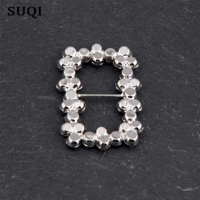 Hot Offer 40mm (Inner Bar 20mm)Gun black Round Crystal Rhinestone Buckle Invitation Ribbon Slider For Wedding Silver Accessorie | Украшения