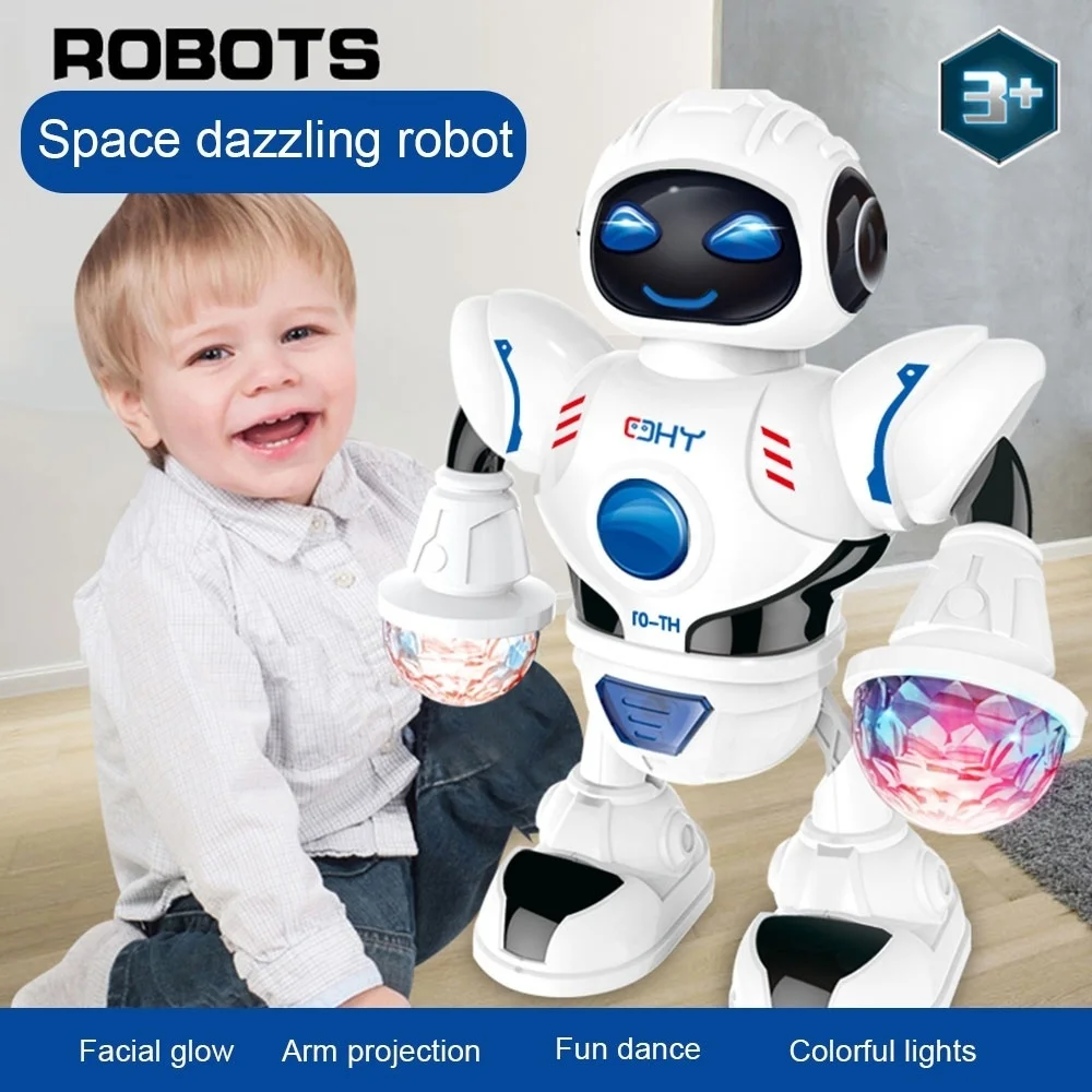 

Космический Блестящий музыкальный робот для мальчиков, Обучающие игрушки, электронный ходячий танцующий умный космический робот для детей...