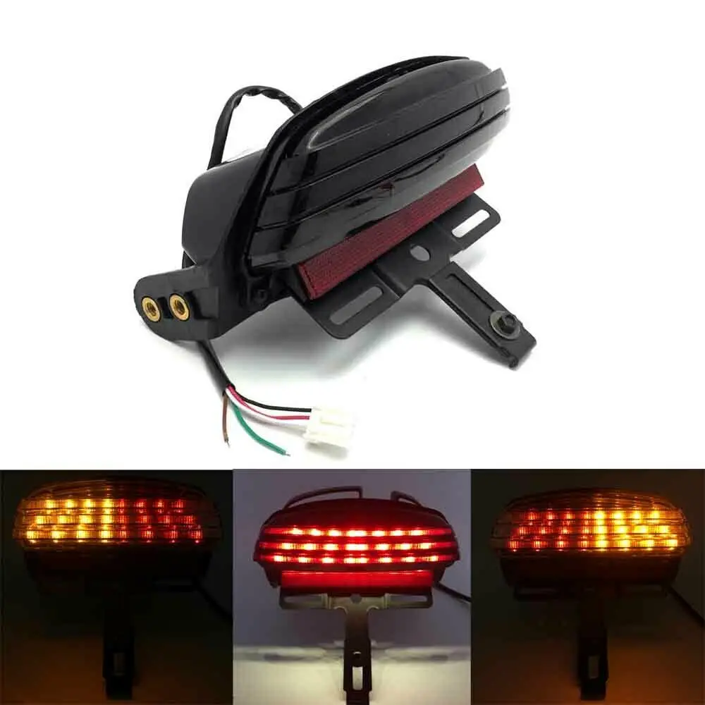 B turn signals Мотоцикл три-бар крыло светодиодный задний светильник Кронштейн номерного знака Поворотная сигнальная лампа для Harley Softail FXST FXSTB FXSTC FXSTS FLSTSB - Color: B turn signals