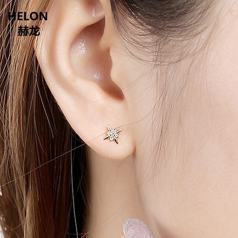 Женские серьги шпилька с алмазами 14 к желтое золото для помолвки свадьбы