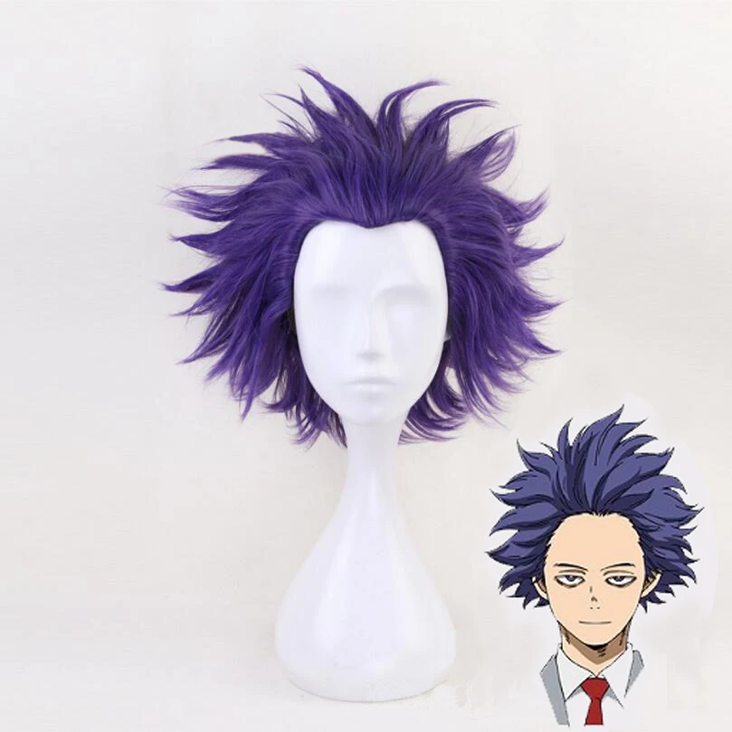 

2019 New Boku no Hero Academia Shinsou Hitoshi Wig Cosplay Costume My Hero Academia Men Women Short Purple Hair Halloween Wigs