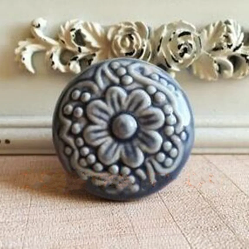 Рельефные мебельные ручки в стиле ретро с измерителем сливы серые синие