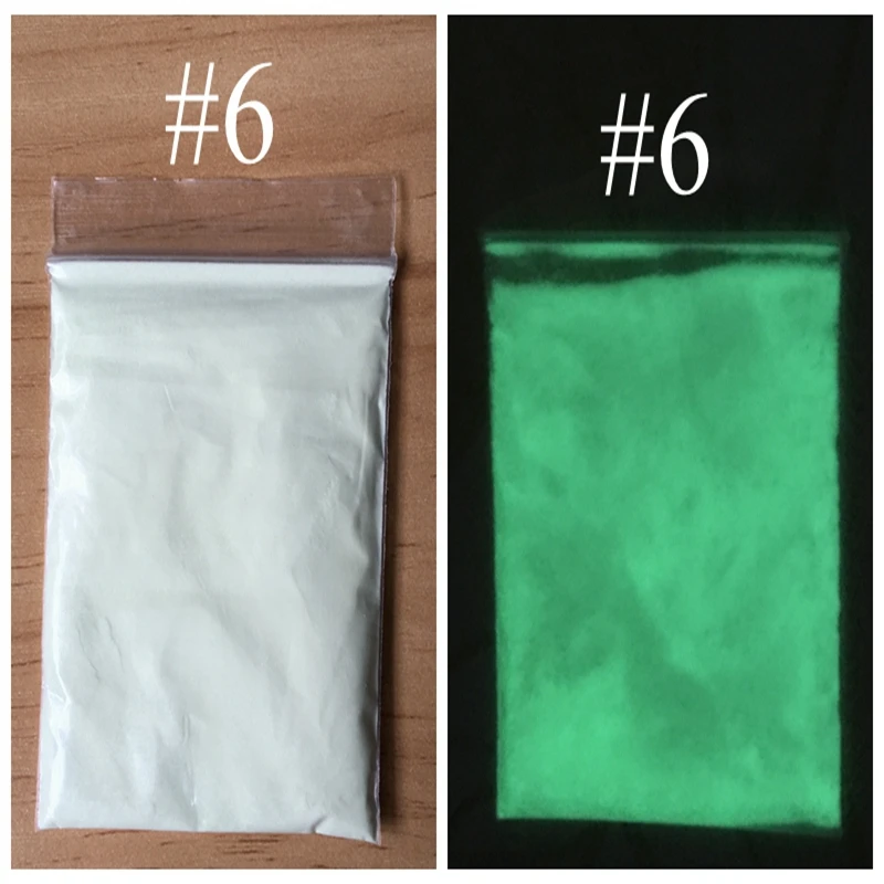 Фото Белый светящийся зеленый порошок фосфорный пигмент 10 лампочек серебристый в