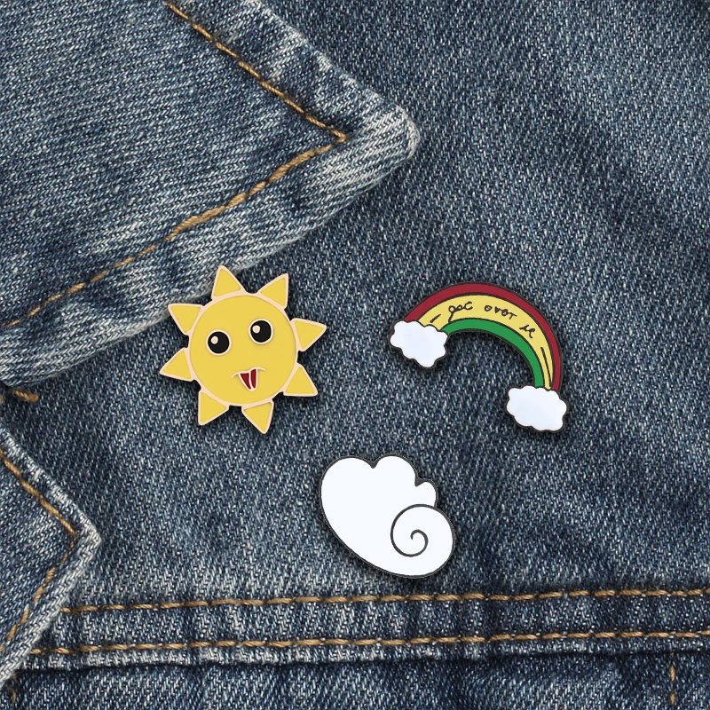 3 шт./компл. милая мультяшная брошка с изображением солнца радуги облака пуговица