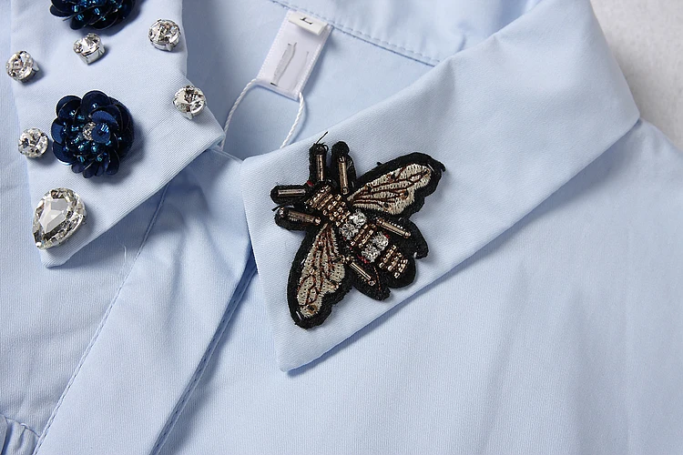 Женская однобортная блузка ALPHALMODA стильная рубашка с 3D цветочным воротником