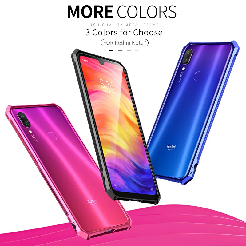 Роскошный Алюминиевый бампер чехол для Xiaomi Redmi Note 7 Ретро Бизнес полный край