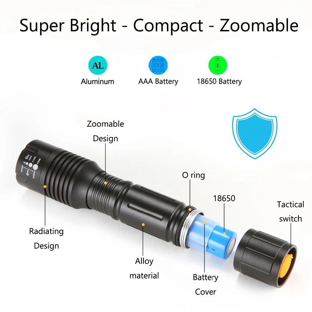 Высокая яркость 3800 люмен CREE XM-L T6 светодио дный фонарик 5-режим Масштабируемые