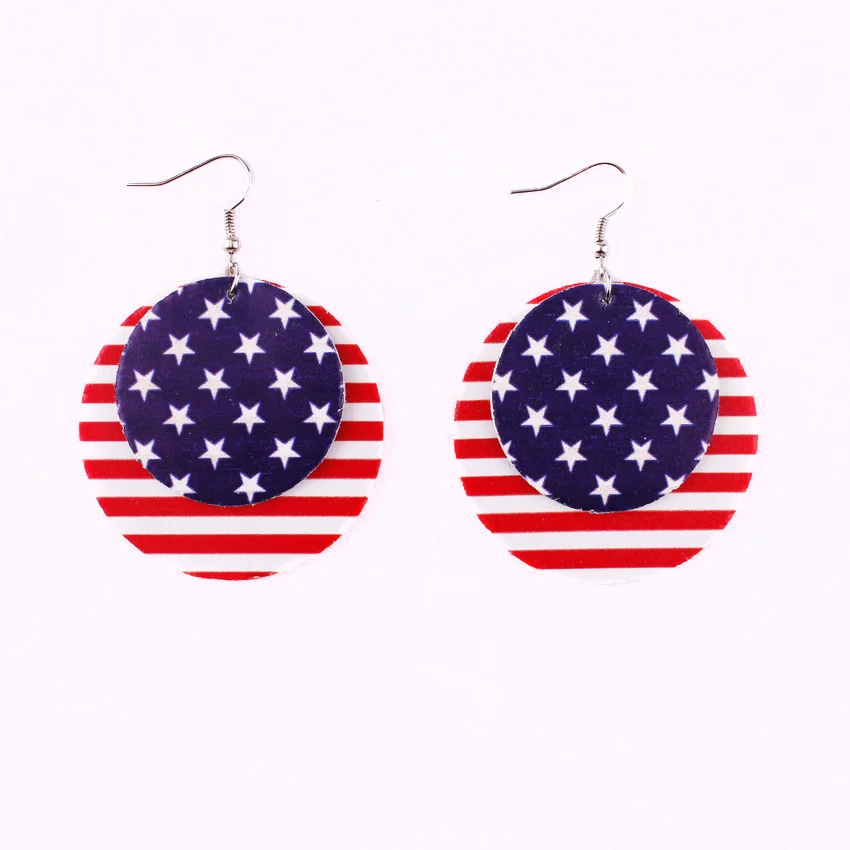 2019 New Arrival American Flag Faux Leather Teardrop Earrings For Women Trendy Jewelry Leaf Dangle Independence Day | Украшения и