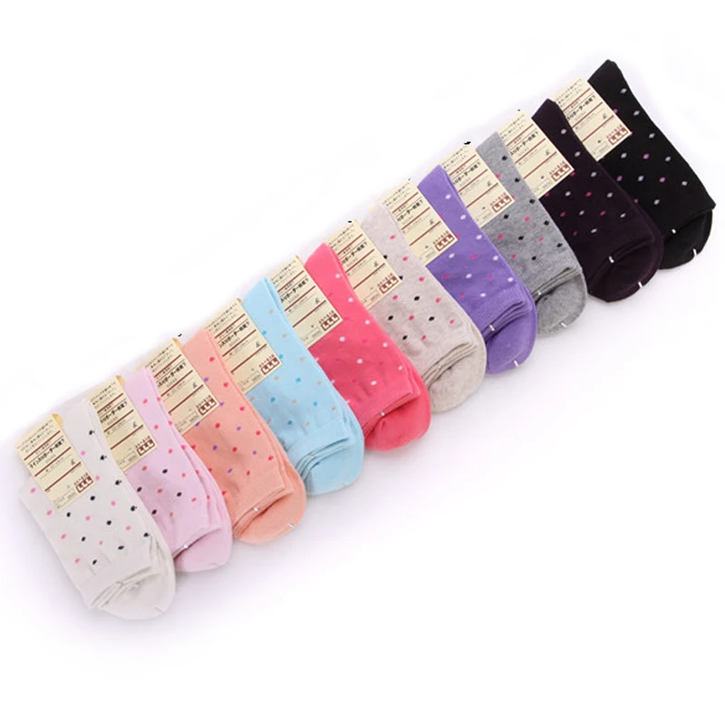 Носки женские однотонные в горошек с ромбовидным принтом | Женская одежда