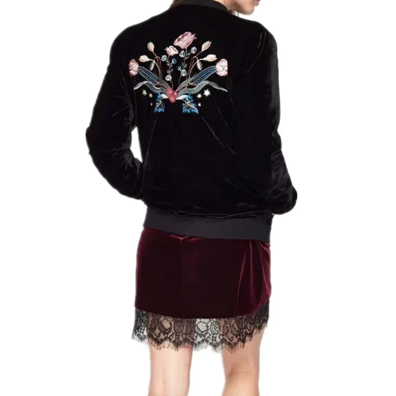 2019 весна осень Женская куртка с цветочной вышивкой бархатные жакеты Mujer Jaqueta