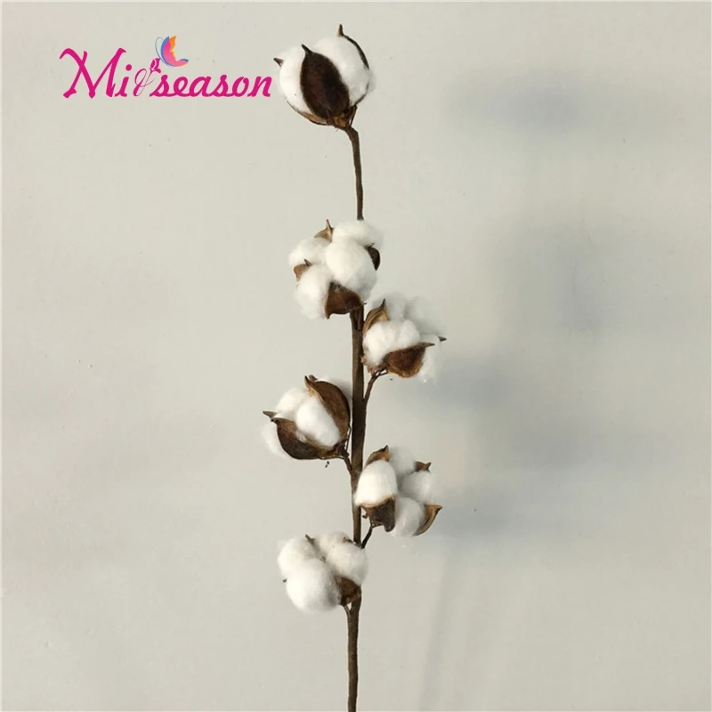 

6 heads artificial cotton flower 2 type simulation White flower DIY wedding decoration for home party office farmhouse style 1pc