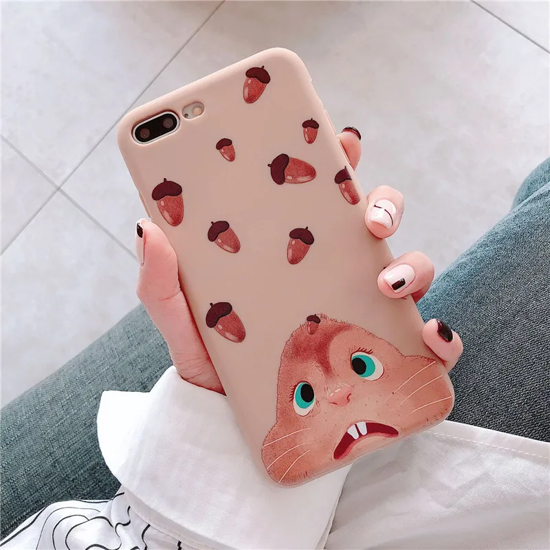Матовый чехол белка для телефона iPhone 6 7 8 Plus силиконовый s X XS 10 XR Max 6s Capinha Shell |