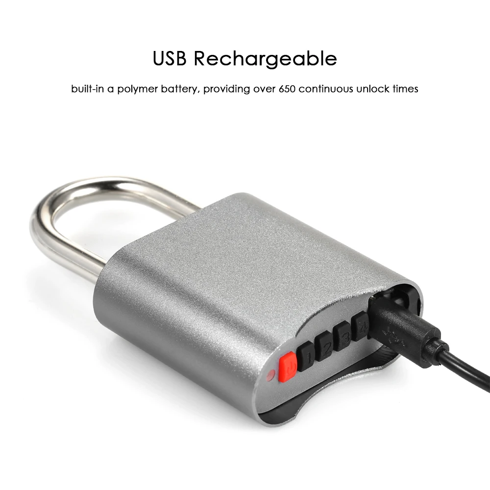 Водонепроницаемый USB смарт замок 4 цифры Пароль/приложение без ключа