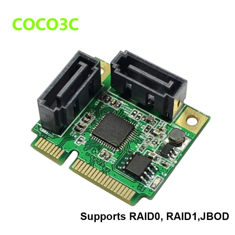 Карта контроллера RAID для mini ITX mPCIe 2 порта SATA 3 0 PCIe преобразователь III 6 ГБ кронштейн
