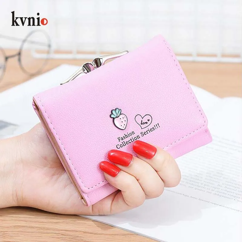 KVNIO 2018 маленький кошелек для карт женский с украшением в виде клубники корейский