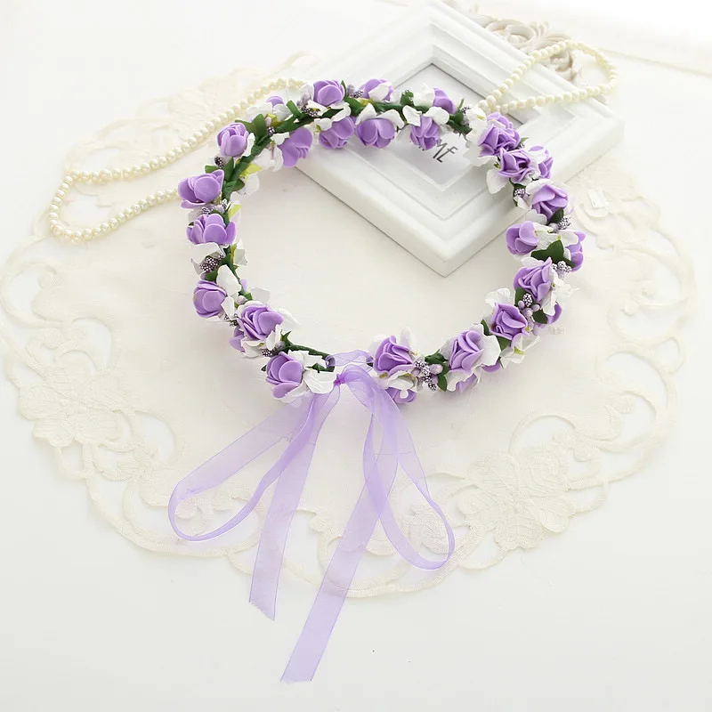 Ободки для волос с цветами девочек детское цветочное кольцо головной убор корона