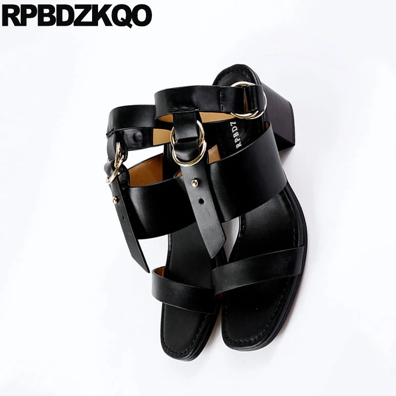 Slingback насосы ремешки высокий каблук толстый винтажные сандалии для гладиаторов