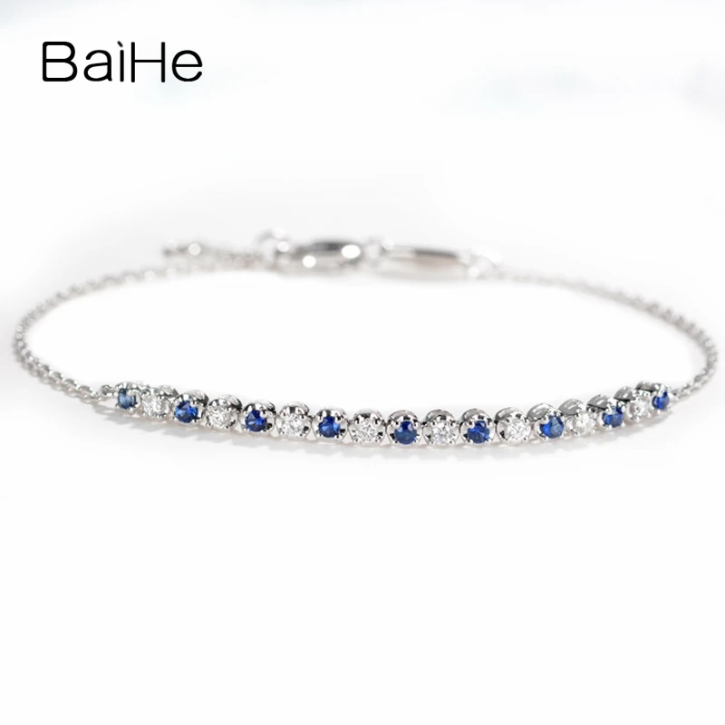 BAIHE Solid 18K розовое золото(AU750) 0.16ct H/SI круглый полный огранки настоящие бриллианты Свадебные модные ювелирные изделия браслет