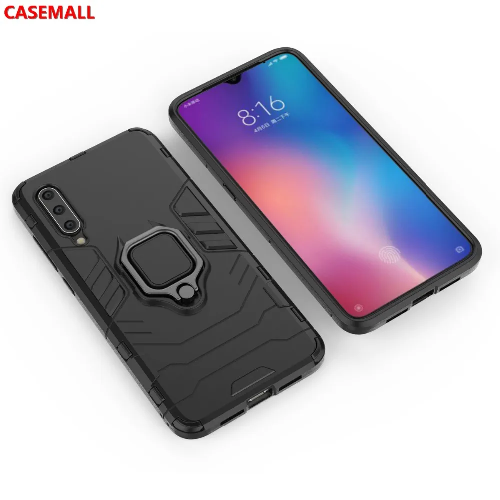 Чехол для телефона Xiaomi Mi 9 ударопрочный с кольцом-держателем, гибридный, с защитой всего корпуса от SE.