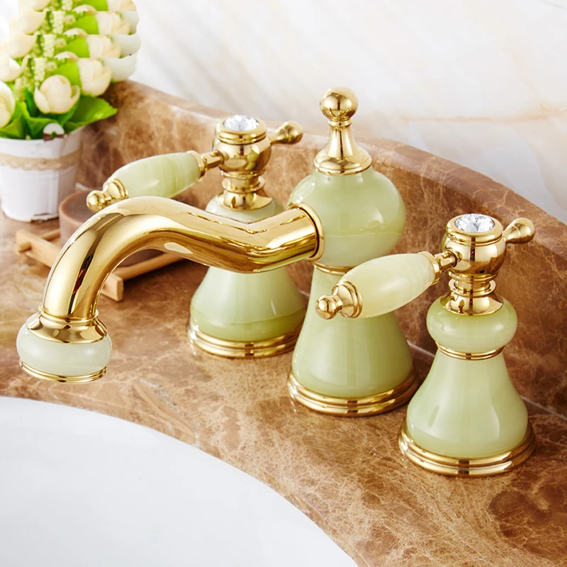Смеситель для раковины в ванной комнате 8 дюймов латунь и нефрит | Обустройство