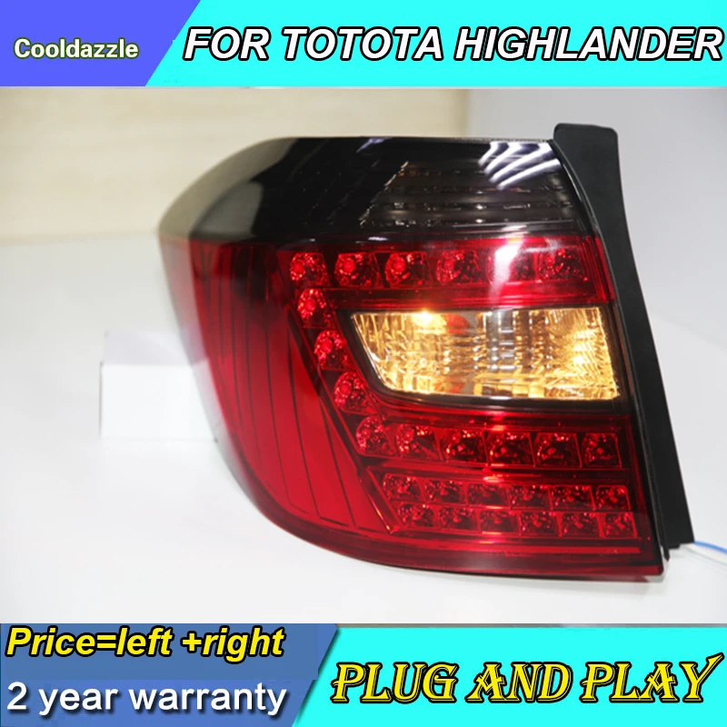 Светодиодный задний фонарь красного и черного цветов для TOYOTA задние фары Highlander