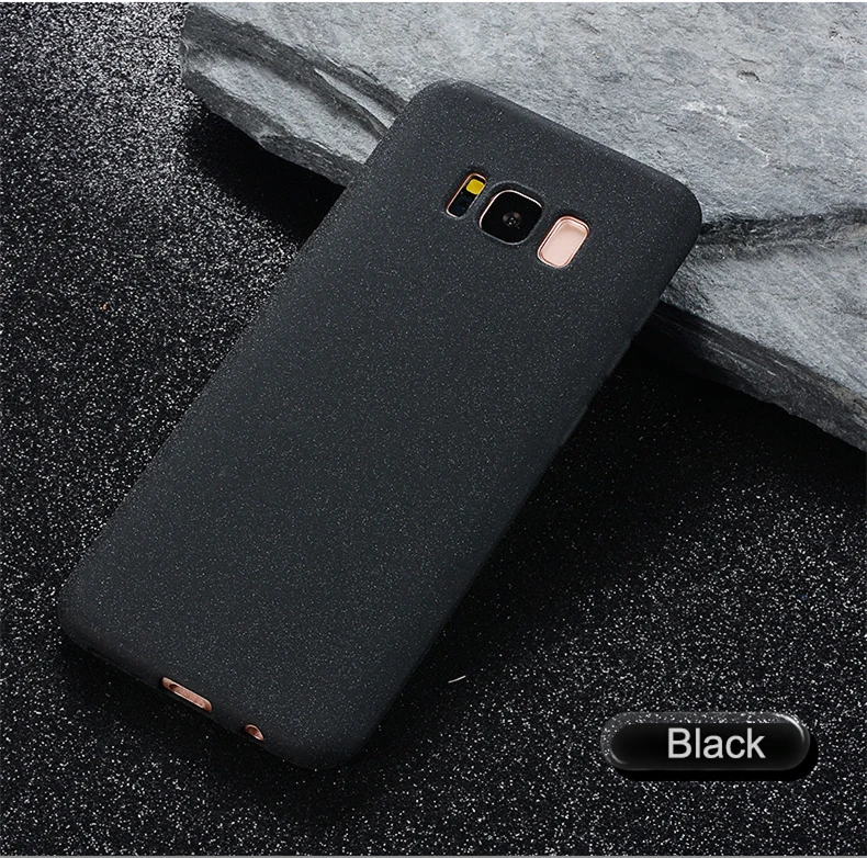 Черный Матовый Силиконовый чехол для samsung Galaxy S9 S8 S7 S6 край J4 J6 J8 A6 A7 A8 плюс J3 J5 J7 A3 A5 A7 защитный Coque - Цвет: Черный