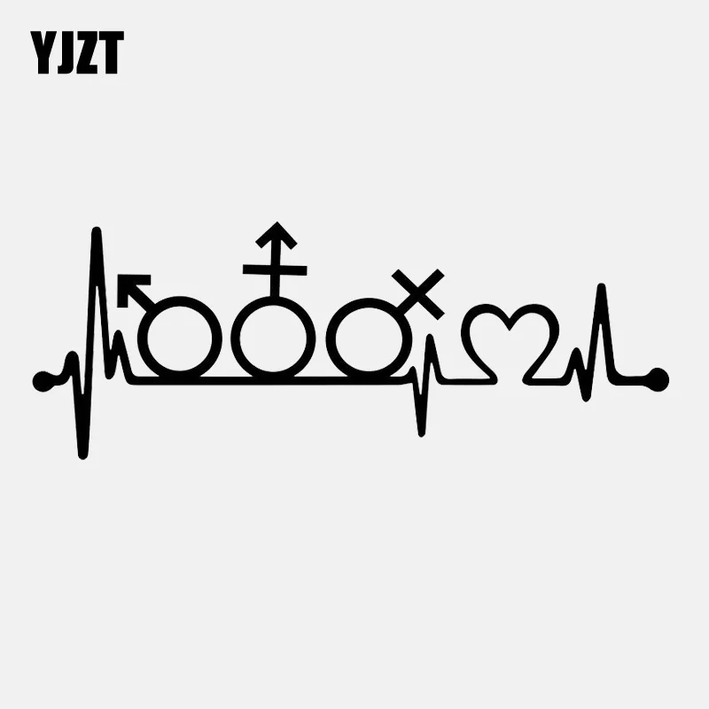YJZT 17 1 см * 6 4 гей трансгендер Лесбийский сердцебиение виниловая черная/серебряная