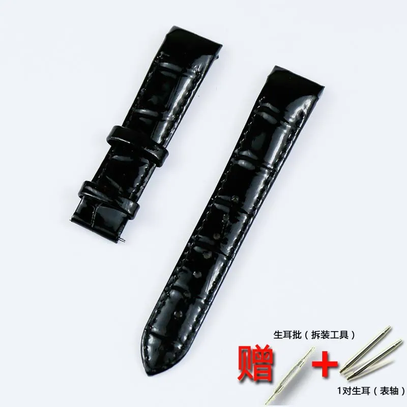 Watch accessories for Tissot women's watch leather strap 1853 strap leather cool map T035 library figure 18mm watch belt - Цвет ремешка: black No buckle