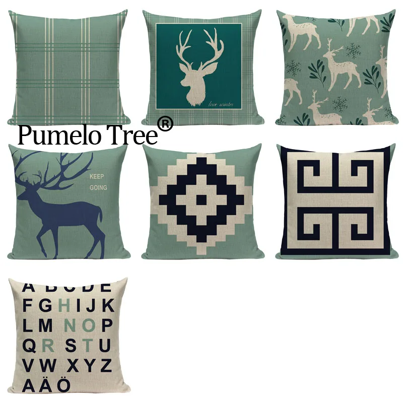 Наволочки с оленем лосем медведем слоном скандинавские геометрические стрелы