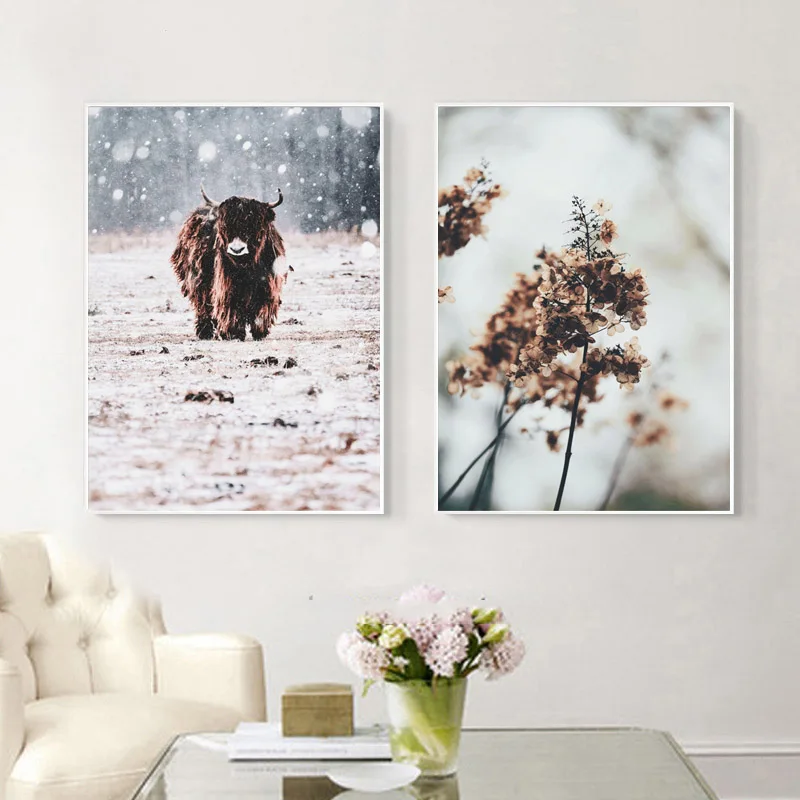

Withered Leaves Cuadros Decoracion Wall Art Canvas Painting Cattle Animals Posters And Prints Nordic Home Decoration No Framed