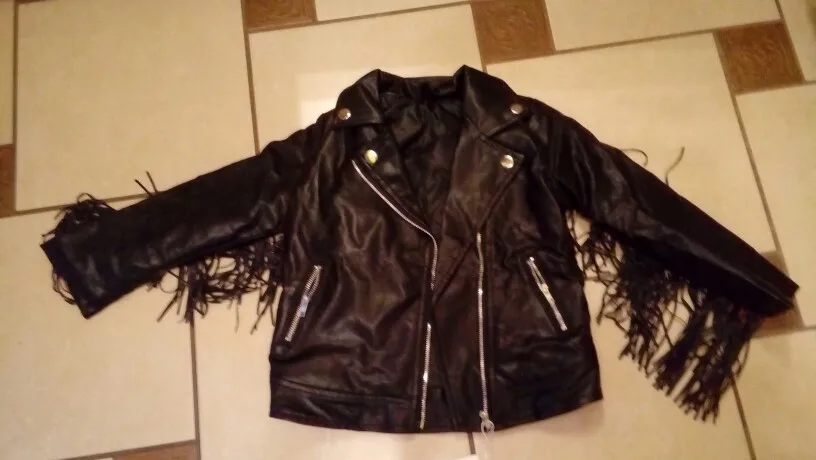 Куртка из искусственной кожи для девочек возрастом от 2 до 7 лет весенне осеннее