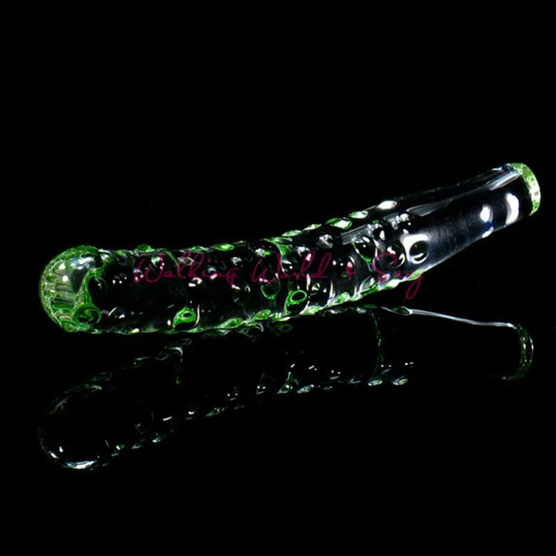 Унисекс стеклянный фаллоимитатор Кристальный огурец с гранулой для мастурбации