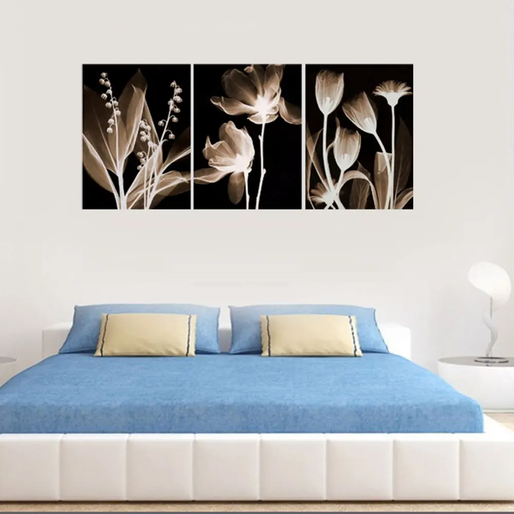 Печать плаката холст 3 шт. искусство современные светящиеся цветы HD картина для