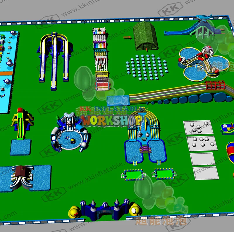 Koop Custom Aantrekkelijke Opblaasbare Commerciële Populaire Pvc Dekzeil Opblaasbare Water Slide Park Met Beugel Zwembad