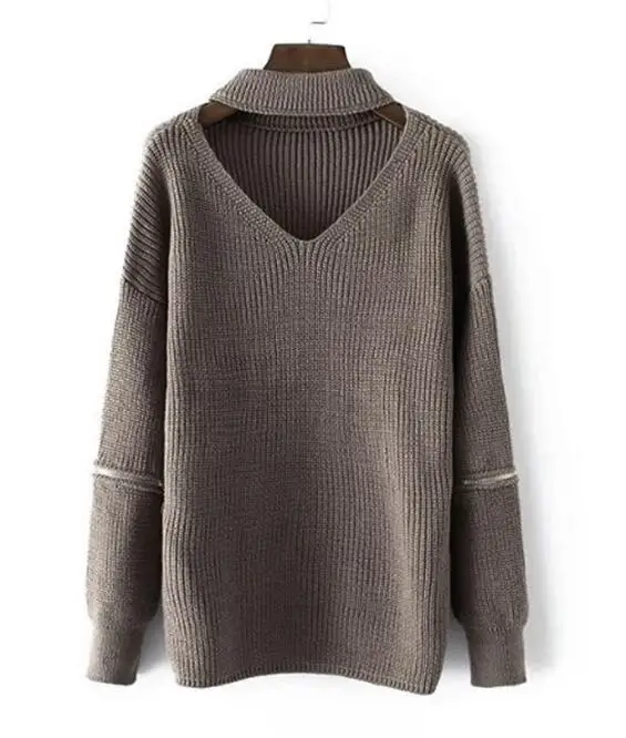 Women Flare Sleeve Sweater Knitted Slim Solid Halter V-Neck Hollow Out Sexy Bodycon Pullover Autumn Winter Warm Sweaters White | Женская